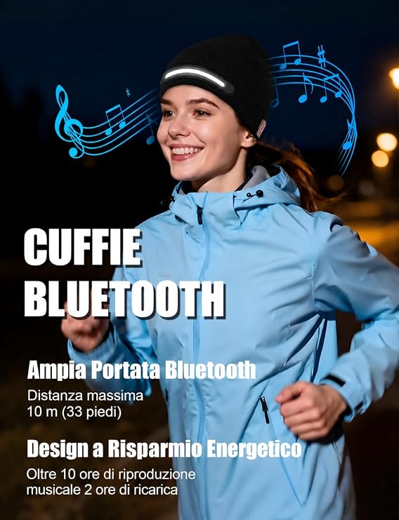 Berretto con luce LED e musica Bluetooth – foto 4