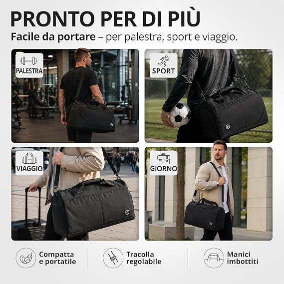 Borsone da palestra con scomparto scarpe – foto 4
