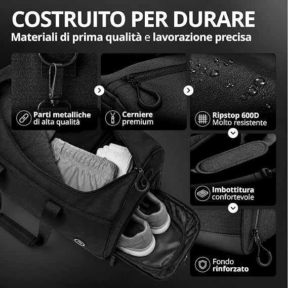 Borsone da palestra con scomparto scarpe – foto 3
