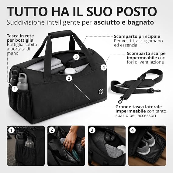 Borsone da palestra con scomparto scarpe – foto 2
