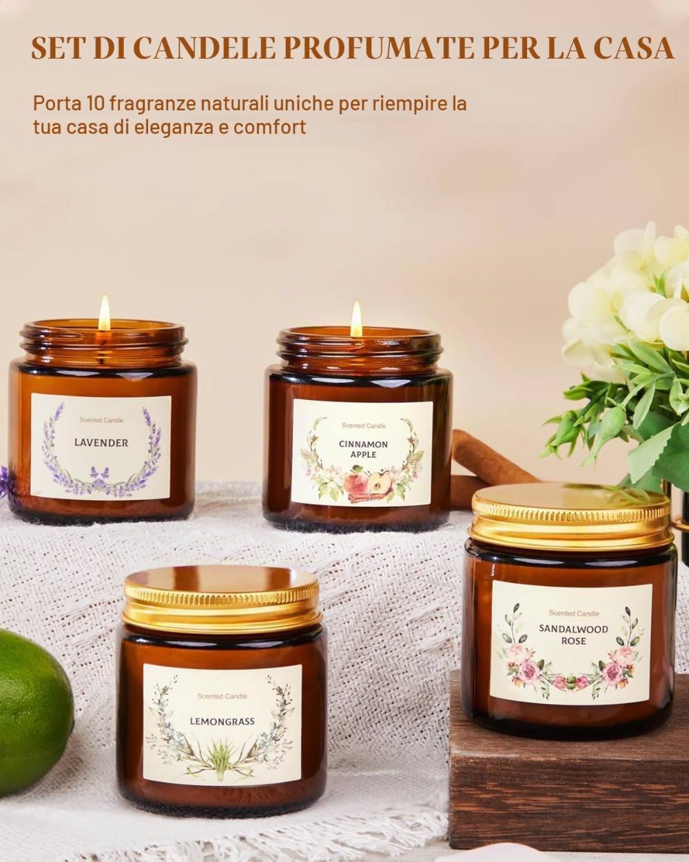 Candela profumata in cera di soia con vasetto riutilizzabile – foto 2