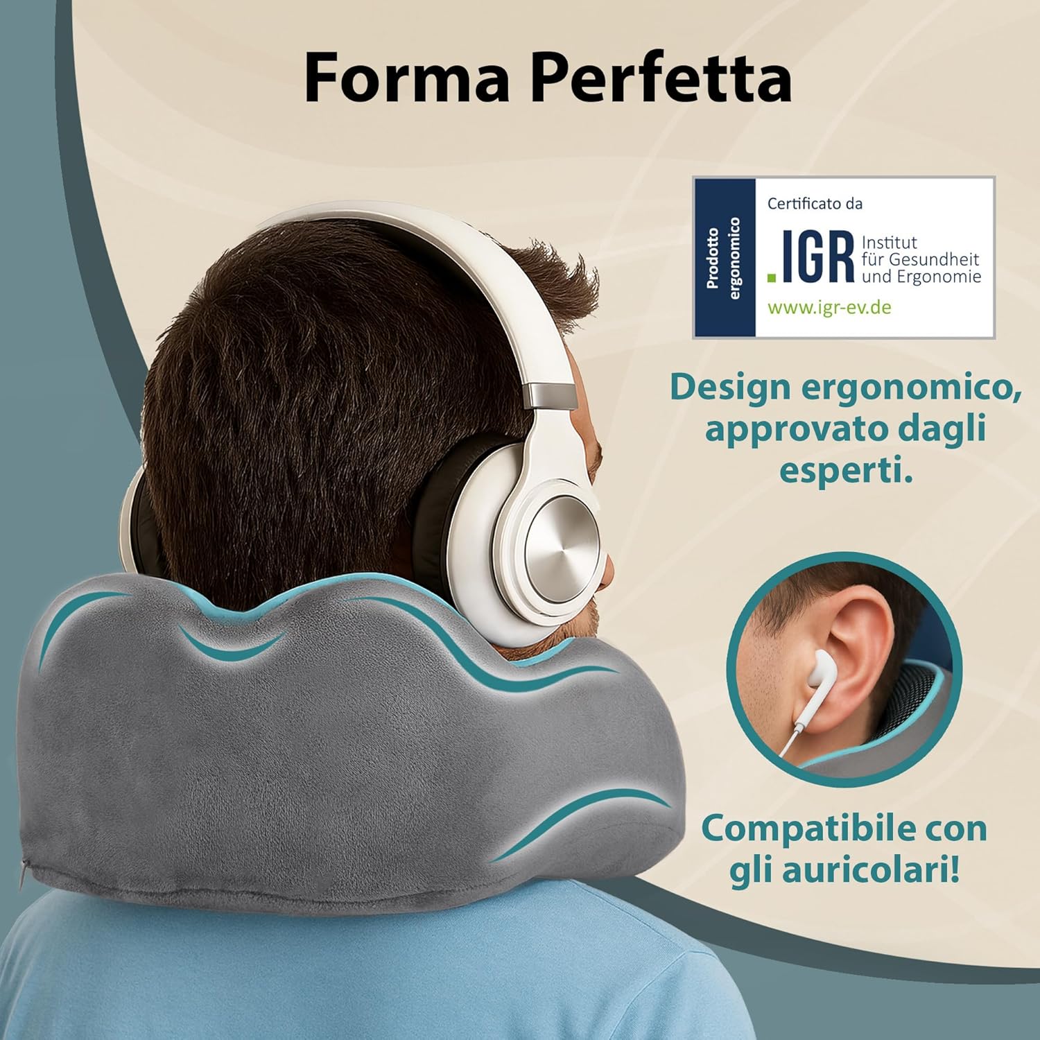 Cuscino da viaggio cervicale in memory foam – foto 5