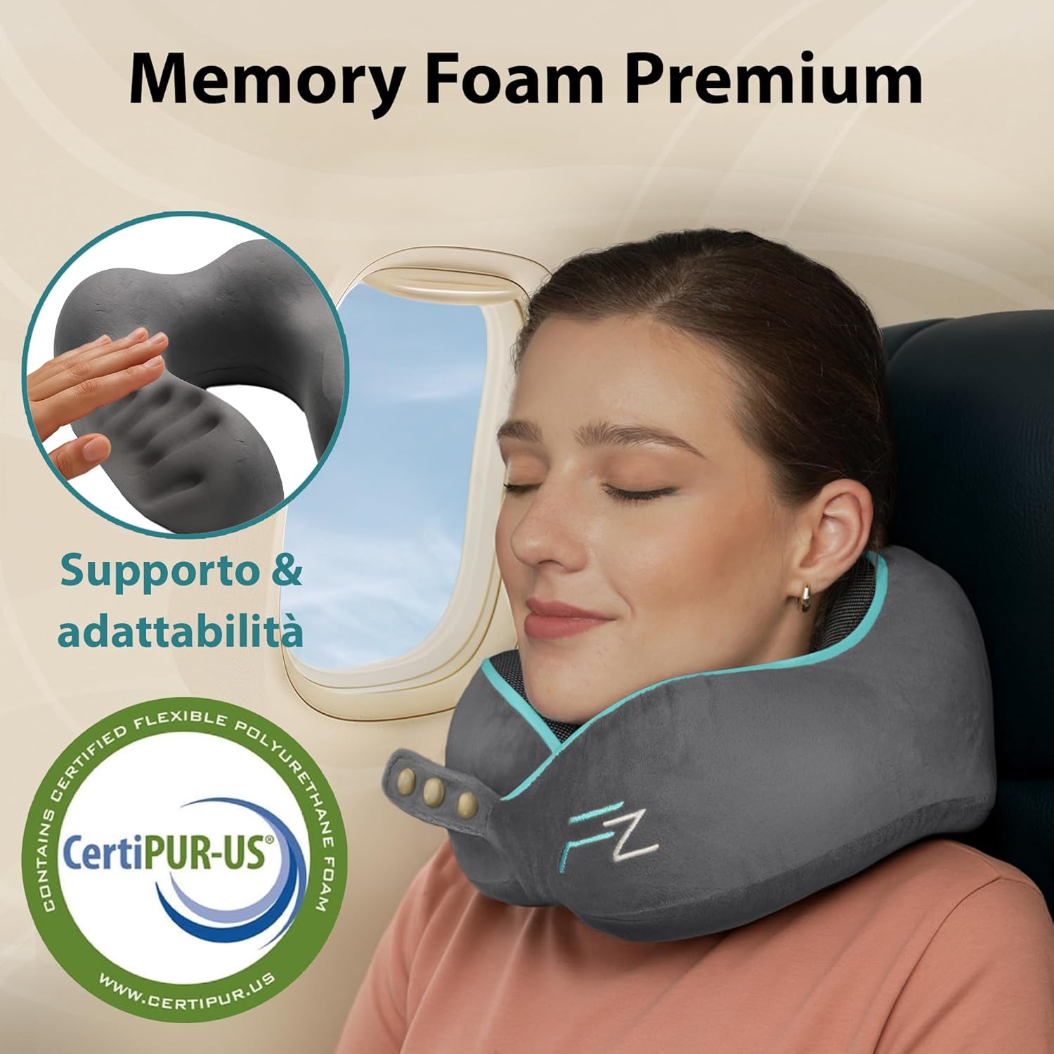 Cuscino da viaggio cervicale in memory foam – foto 4
