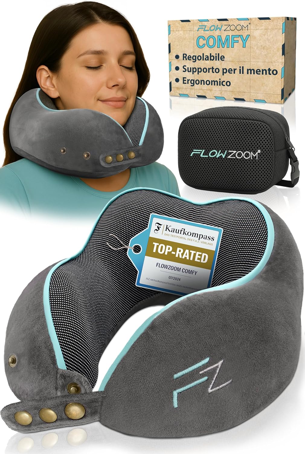Cuscino da viaggio cervicale in memory foam
