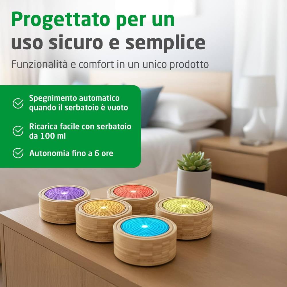 Diffusore ad ultrasuoni per oli essenziali con luce LED – foto 4