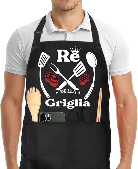 Grembiule da cucina da chef con tasche e utensili