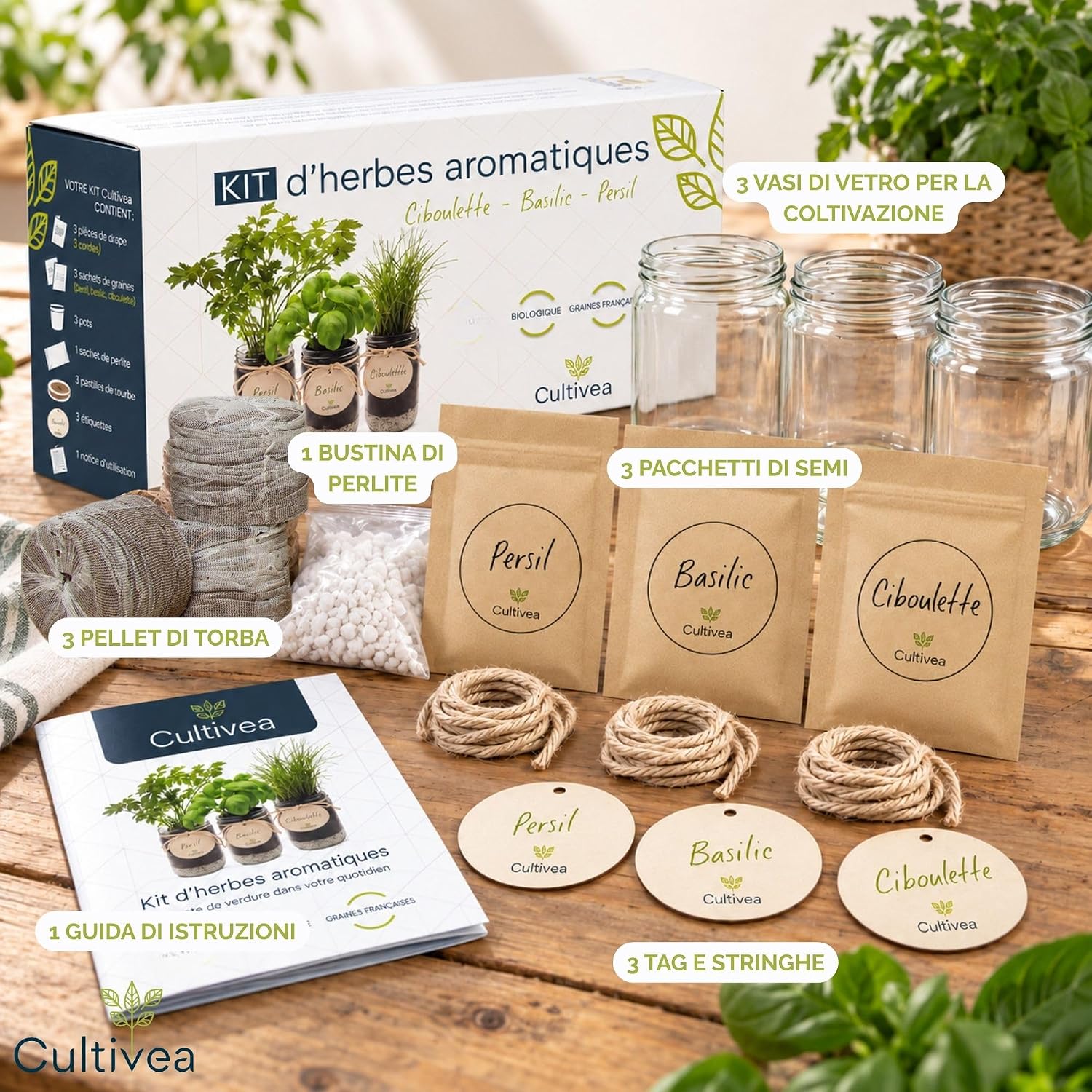 Kit orto in casa con semi di erbe aromatiche