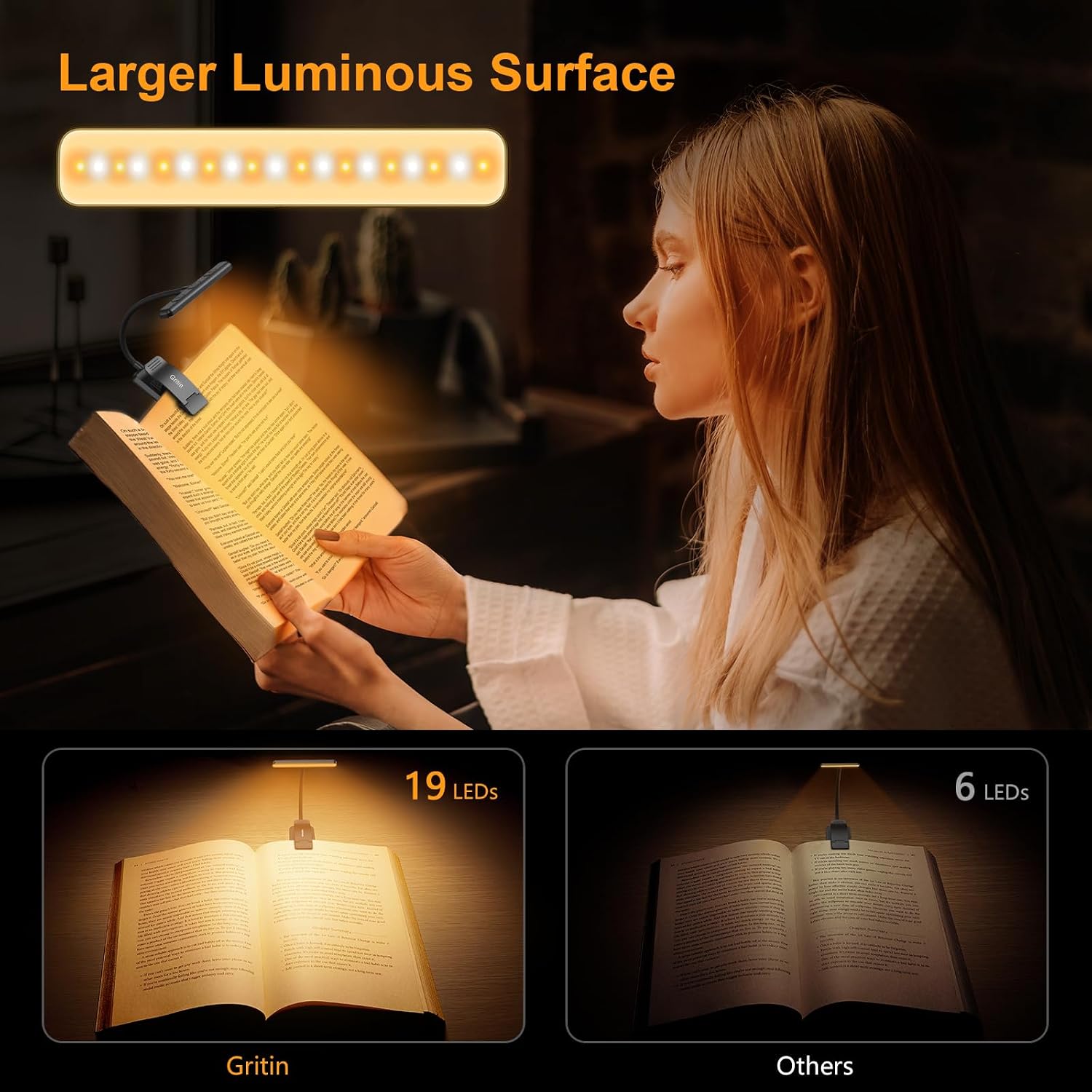 Lampada da lettura a clip, ricaricabile – foto 4