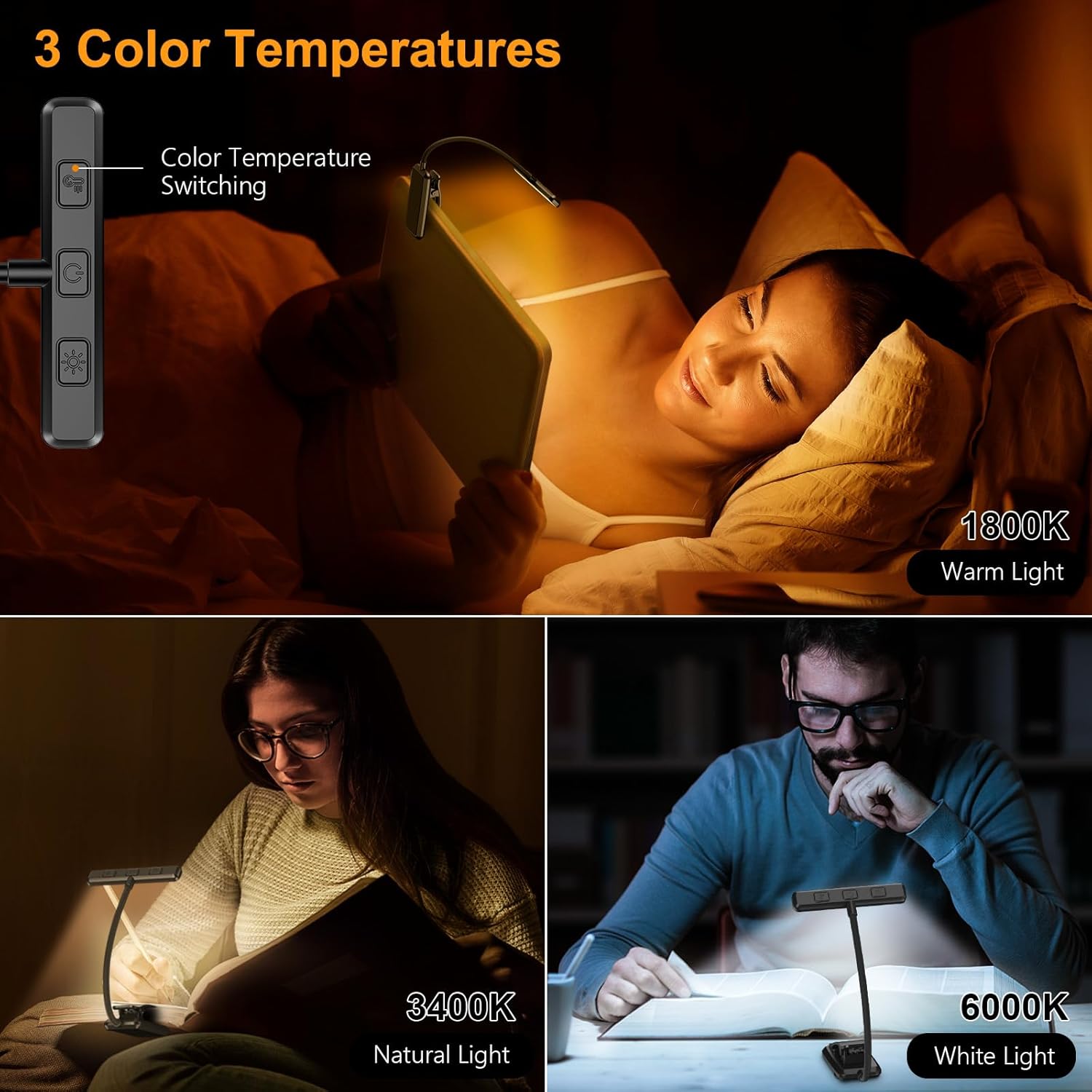Lampada da lettura a clip, ricaricabile – foto 2