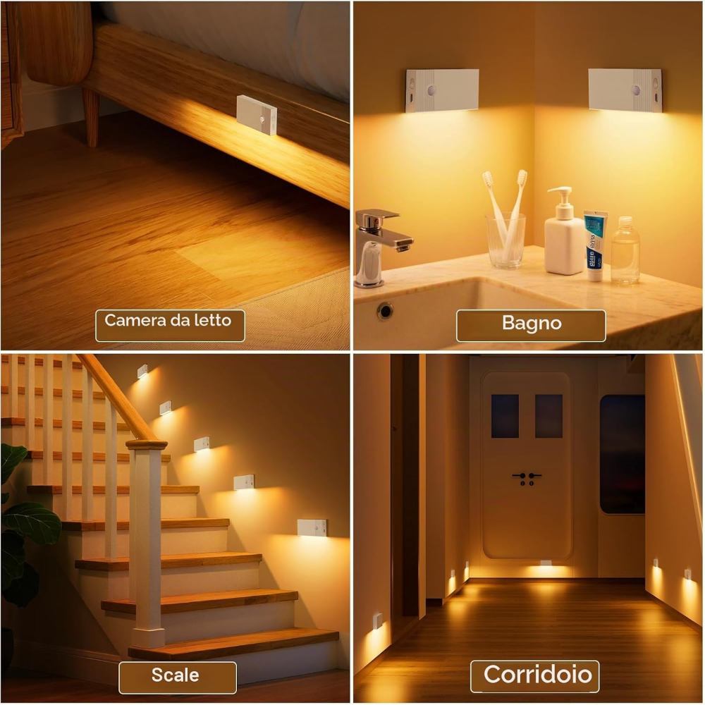 Set luci notturne LED con sensore di movimento – foto 2