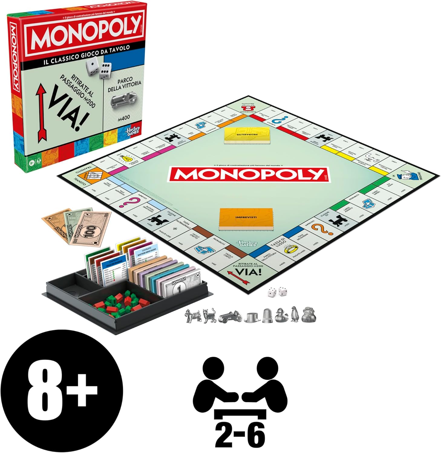 Monopoly Hasbro con vaschetta e pedine grandi – foto 3