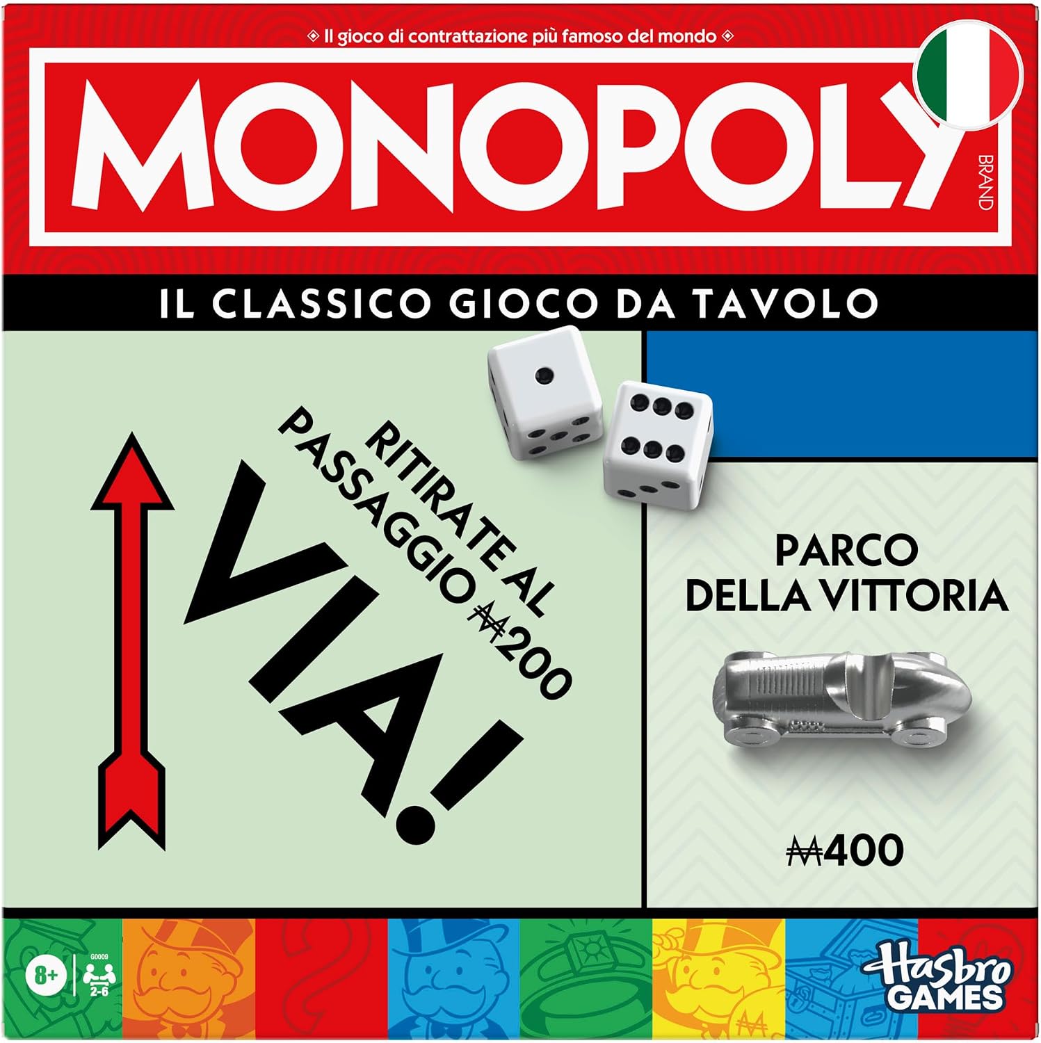 Monopoly Hasbro con vaschetta e pedine grandi