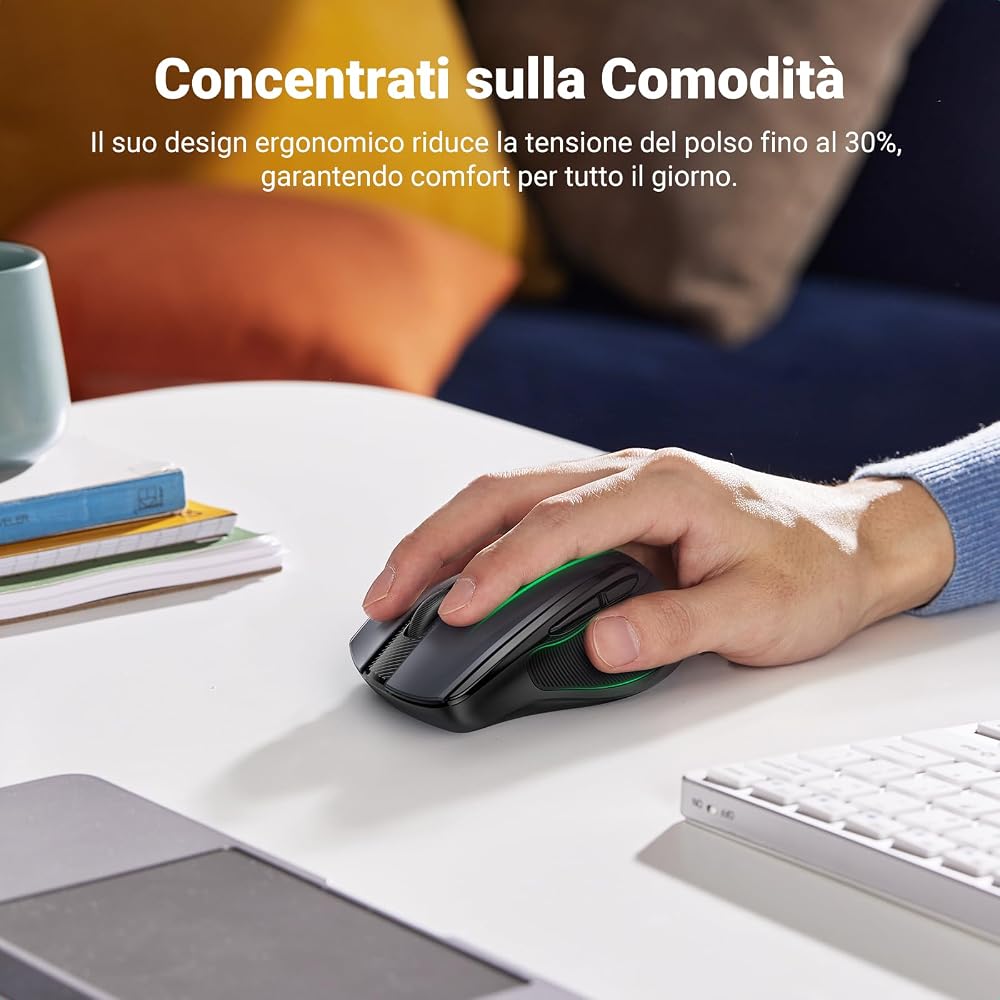 Mouse wireless 2.4 GHz ergonomico e silenzioso – foto 2
