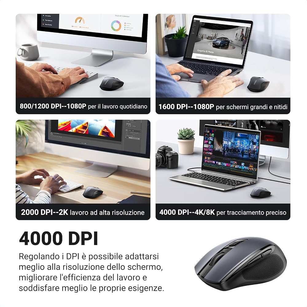 Mouse wireless 2.4 GHz ergonomico e silenzioso – foto 3