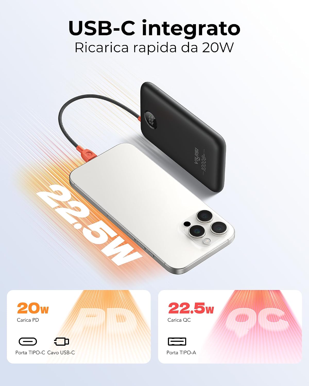 Power bank sottile da 10.000 mAh – foto 2