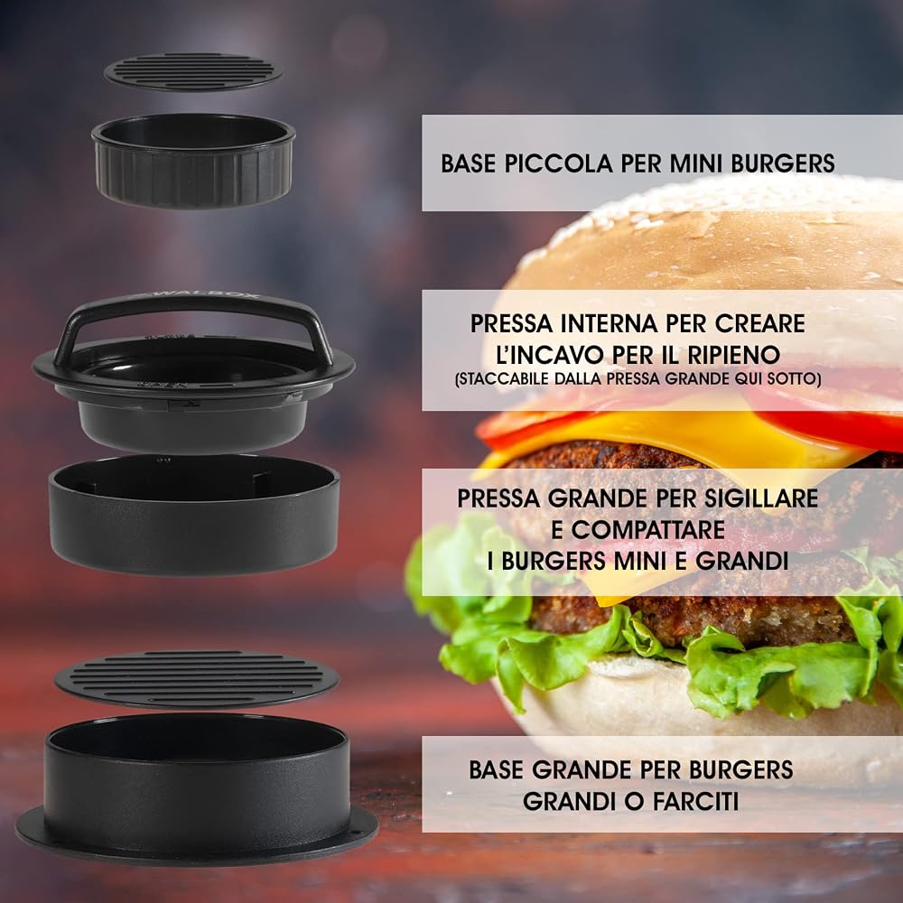 Pressa per hamburger 3 in 1 con 50 fogli antiaderenti – foto 2