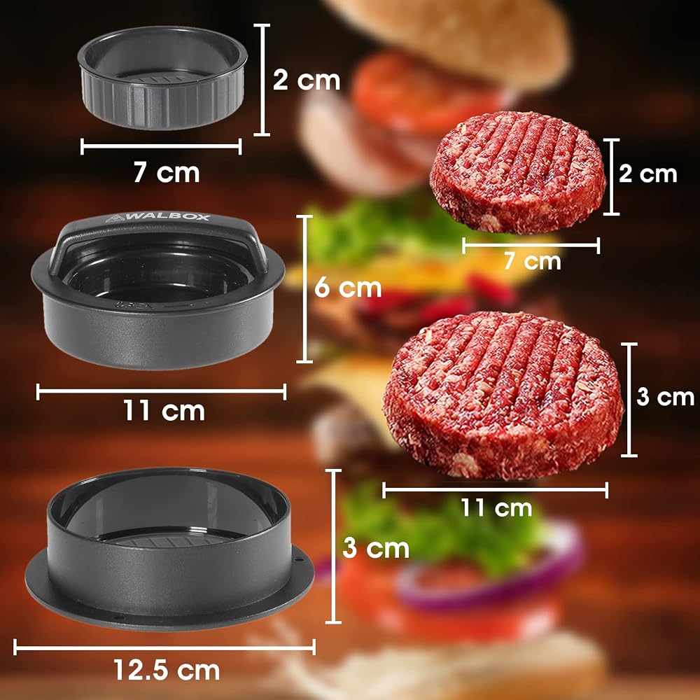 Pressa per hamburger 3 in 1 con 50 fogli antiaderenti – foto 3