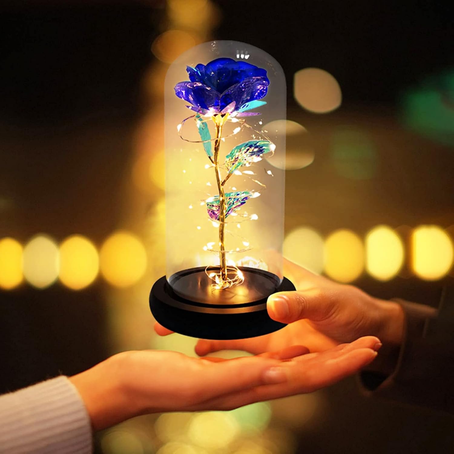 Rosa eterna con luce LED e cupola in vetro – foto 2