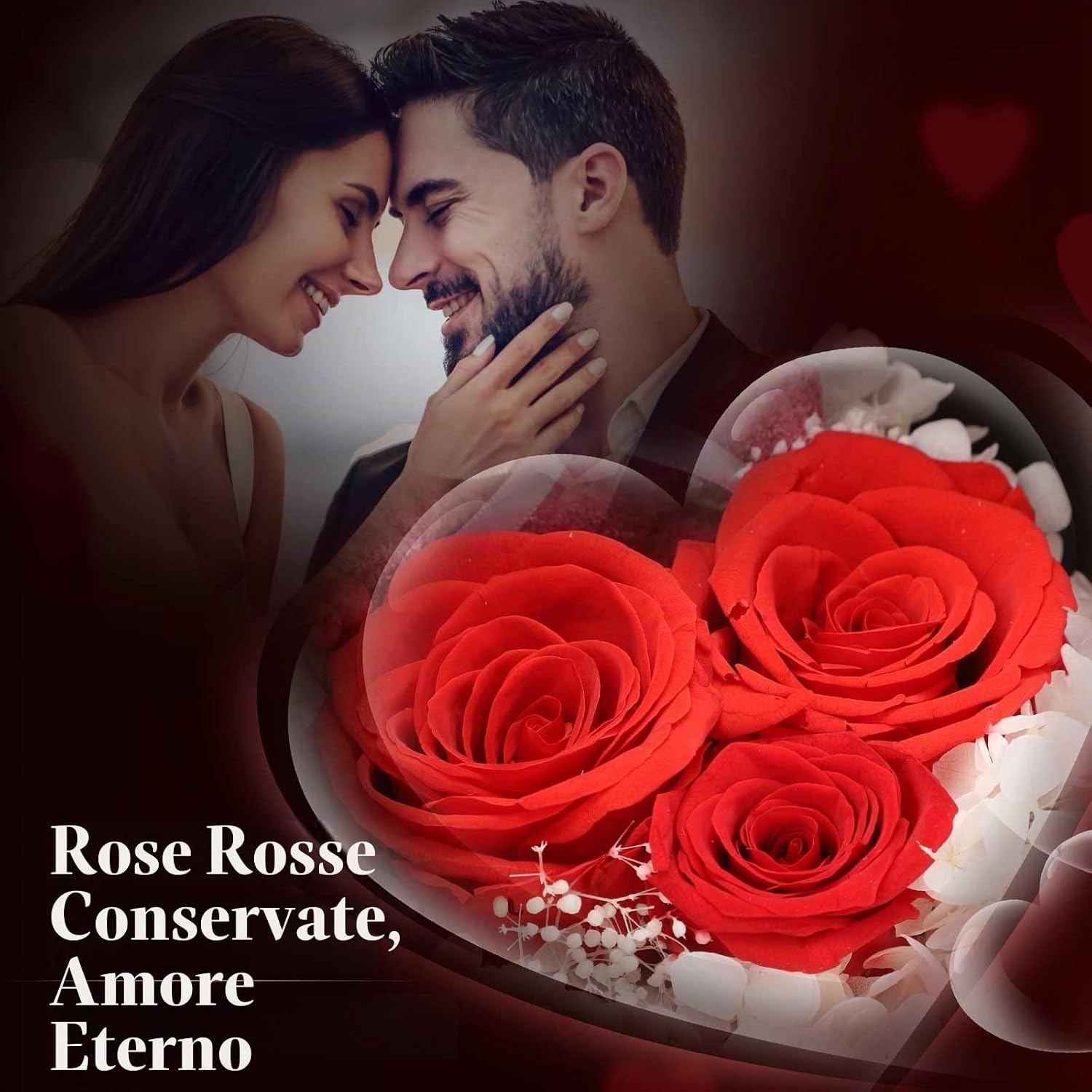 Rosa stabilizzata con collana e orsetto di rose – foto 6