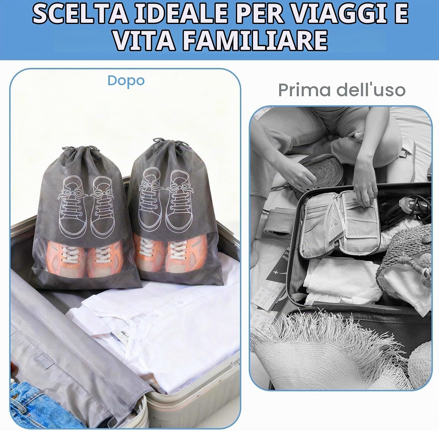 Set sacche da viaggio per scarpe e abiti – foto 3