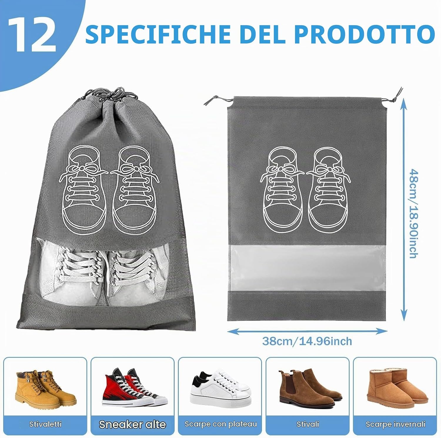Set sacche da viaggio per scarpe e abiti – foto 2