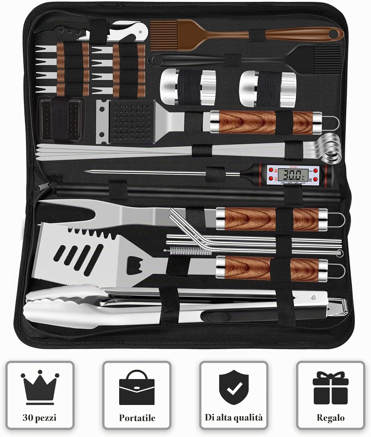Set 30 posate per barbecue con valigetta – foto 5