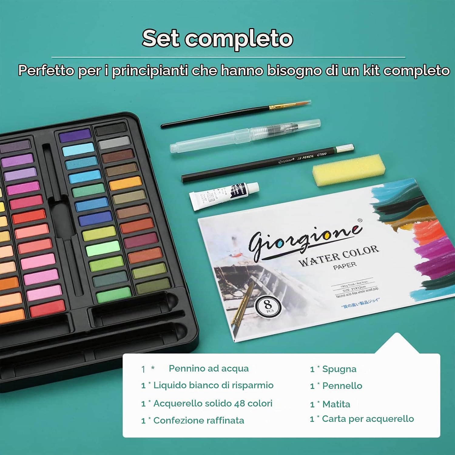 Set acquerelli con pennelli e album da disegno – foto 4