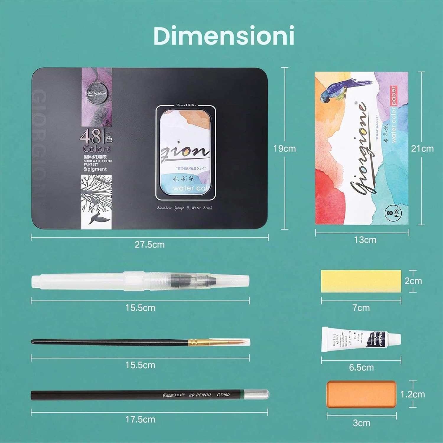 Set acquerelli con pennelli e album da disegno – foto 2