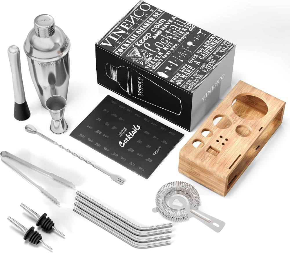 Set cocktail con shaker, jigger e accessori in acciaio – foto 3