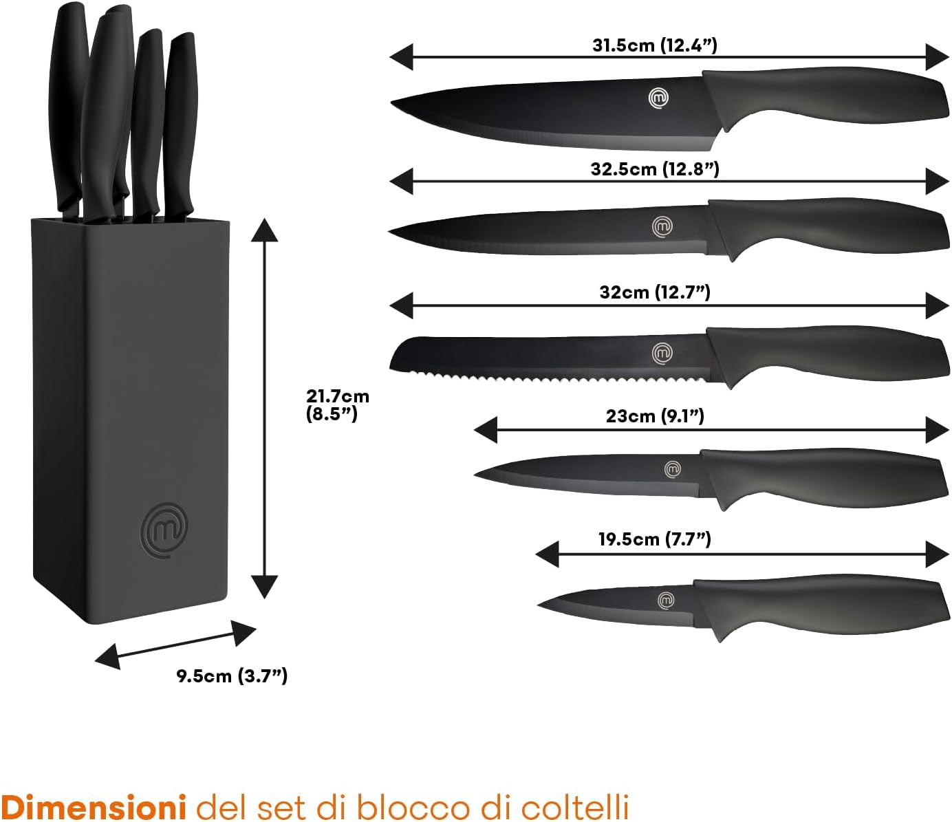 Set coltelli da cucina MasterChef con ceppo – foto 3