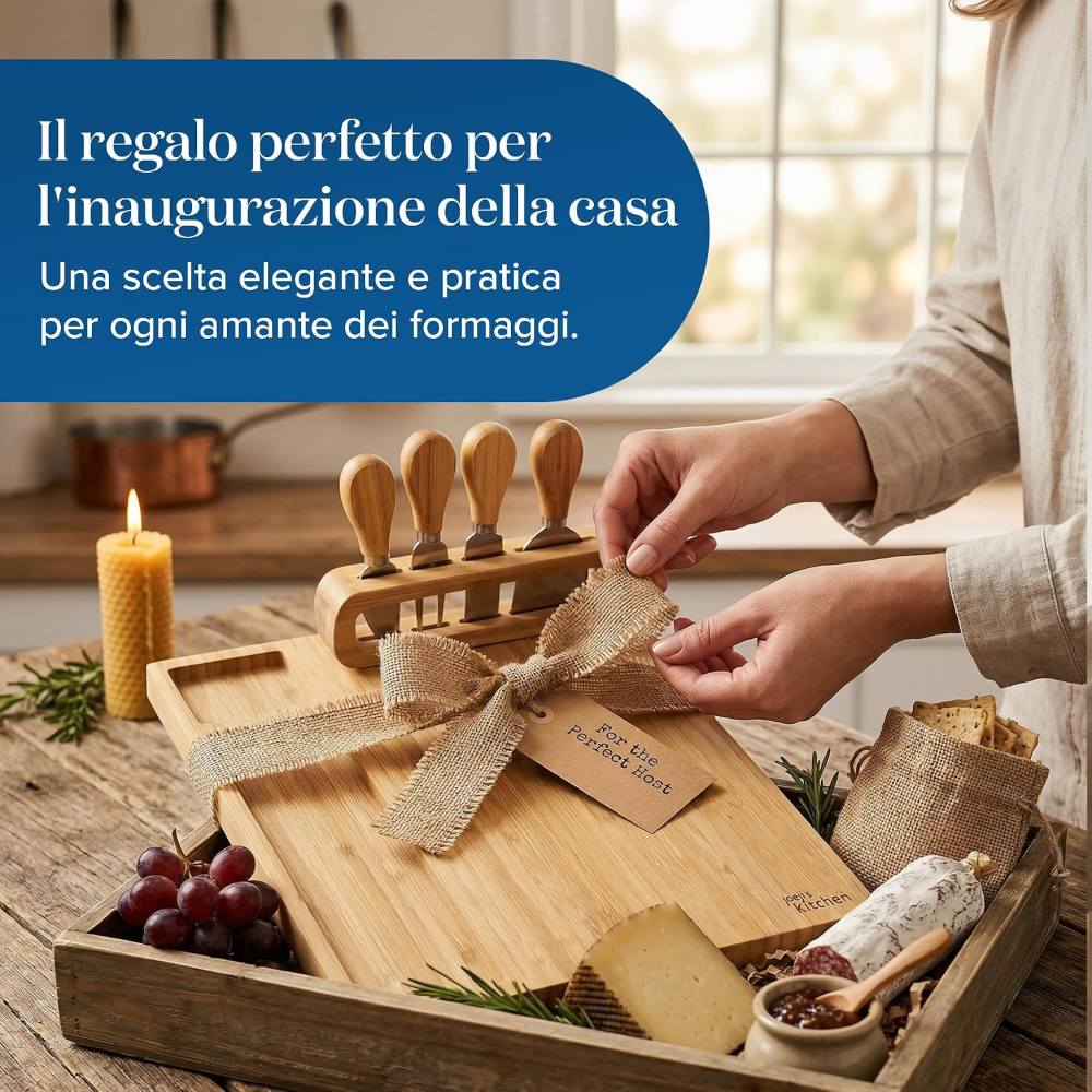 Tagliere per formaggi in bambù con coltelli – foto 5