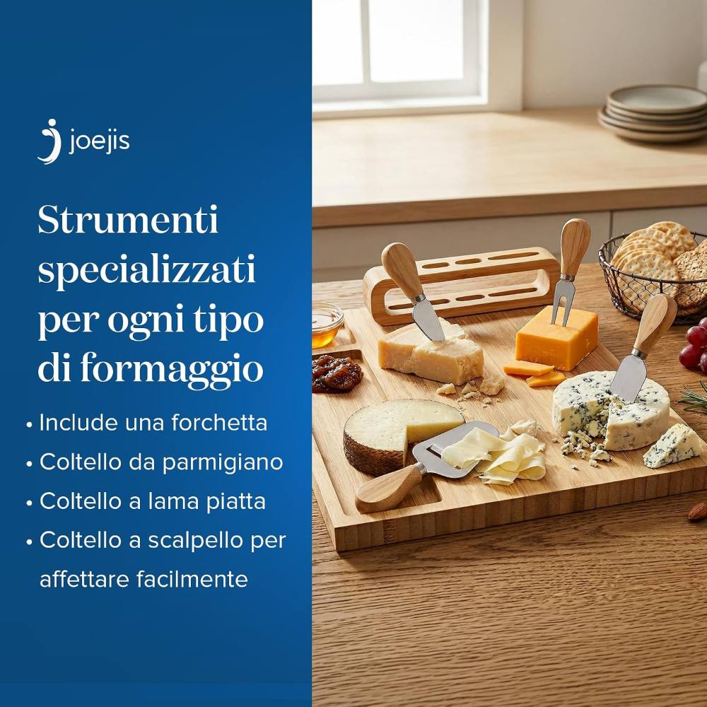 Tagliere per formaggi in bambù con coltelli – foto 4