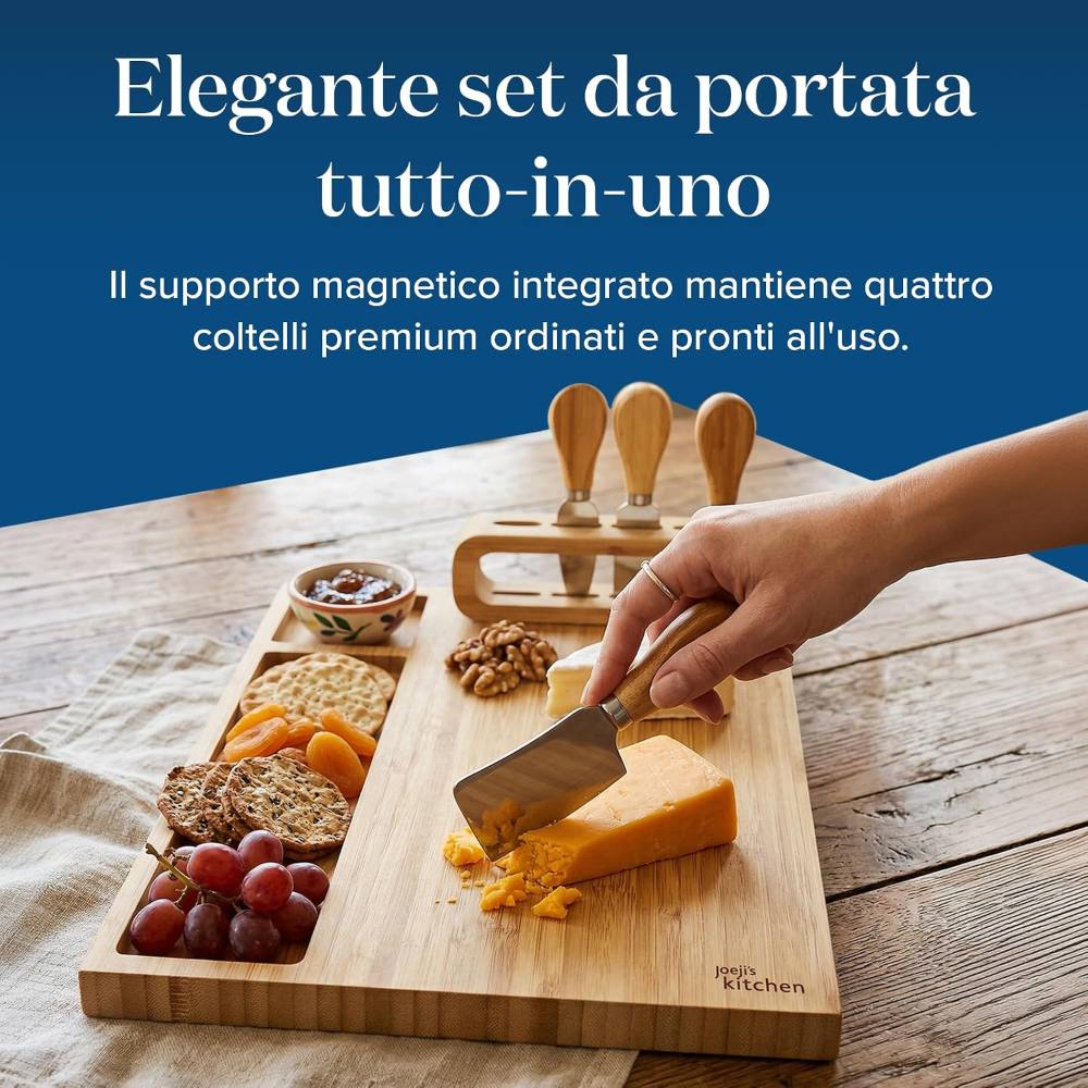 Tagliere per formaggi in bambù con coltelli – foto 3