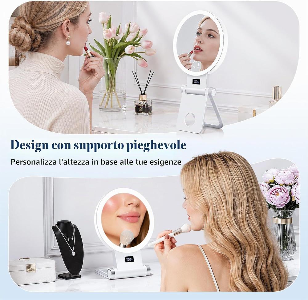 Specchio da trucco con luci LED e ingrandimento – foto 2