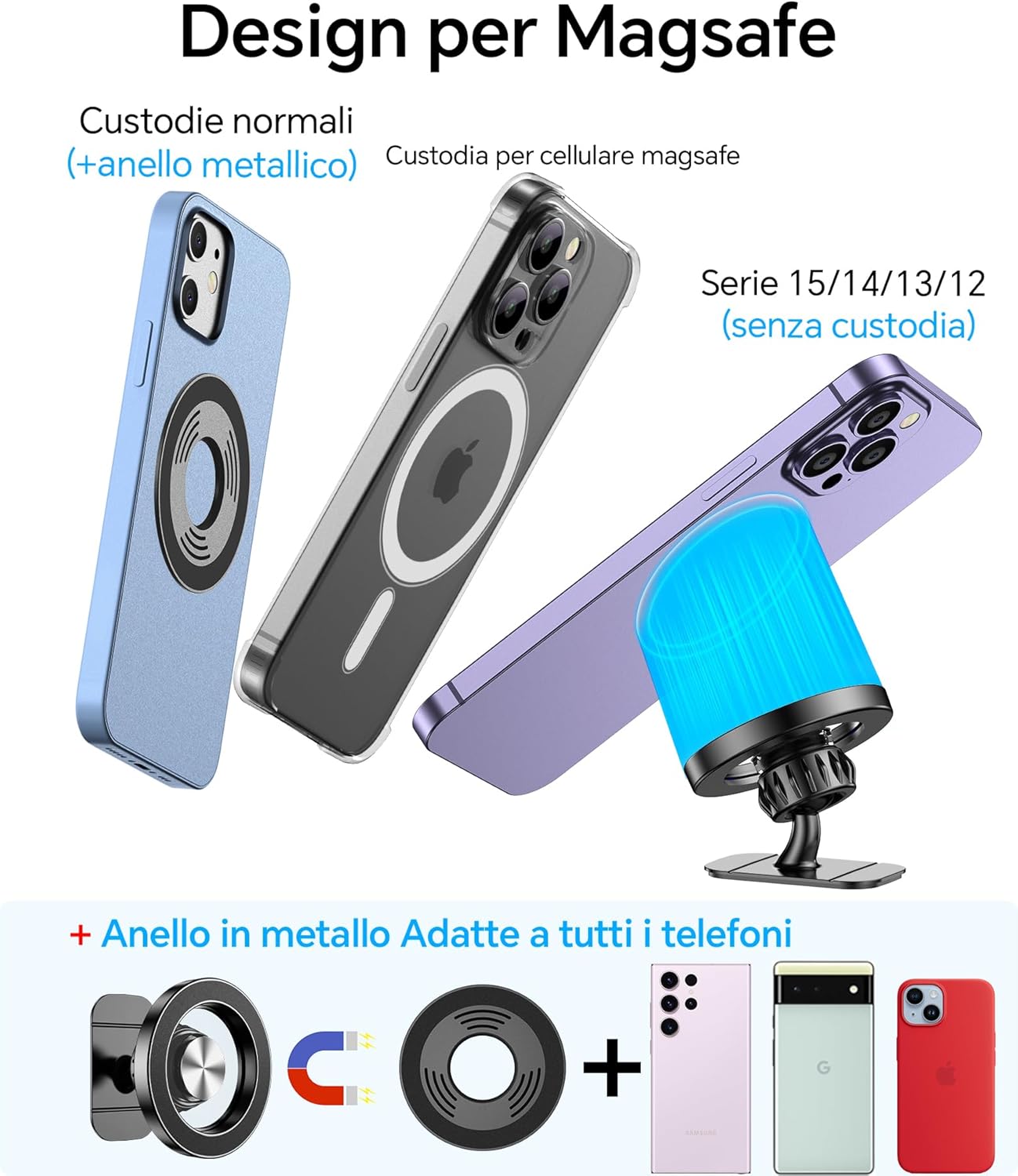 Supporto magnetico per smartphone da auto – foto 3