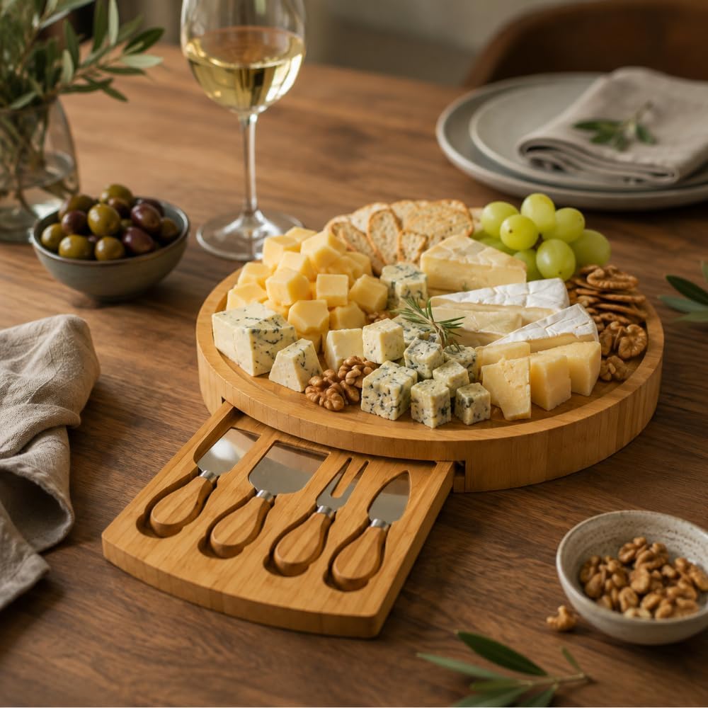 Tagliere in legno con cassetto e 4 utensili – foto 2