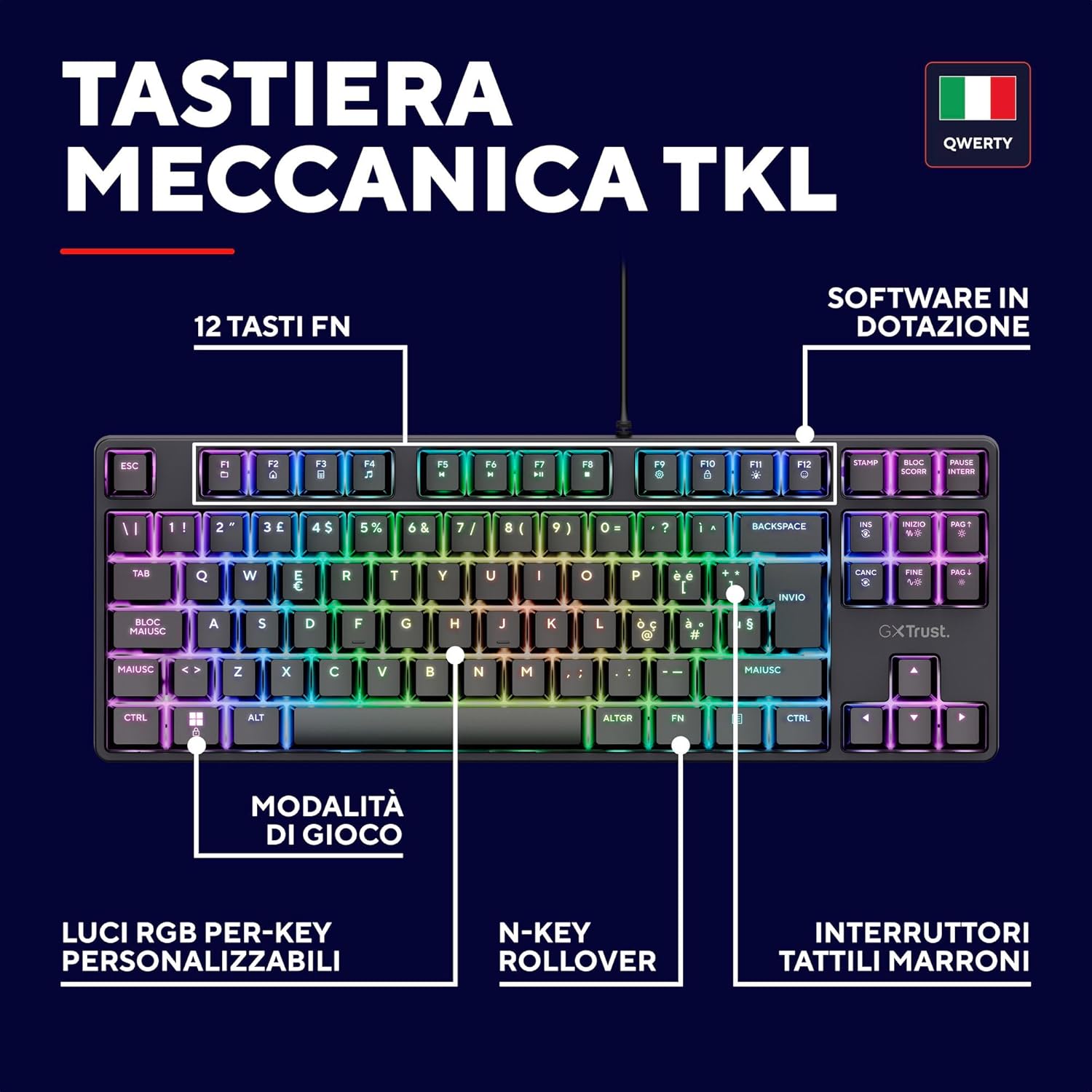 Tastiera meccanica compatta retroilluminata