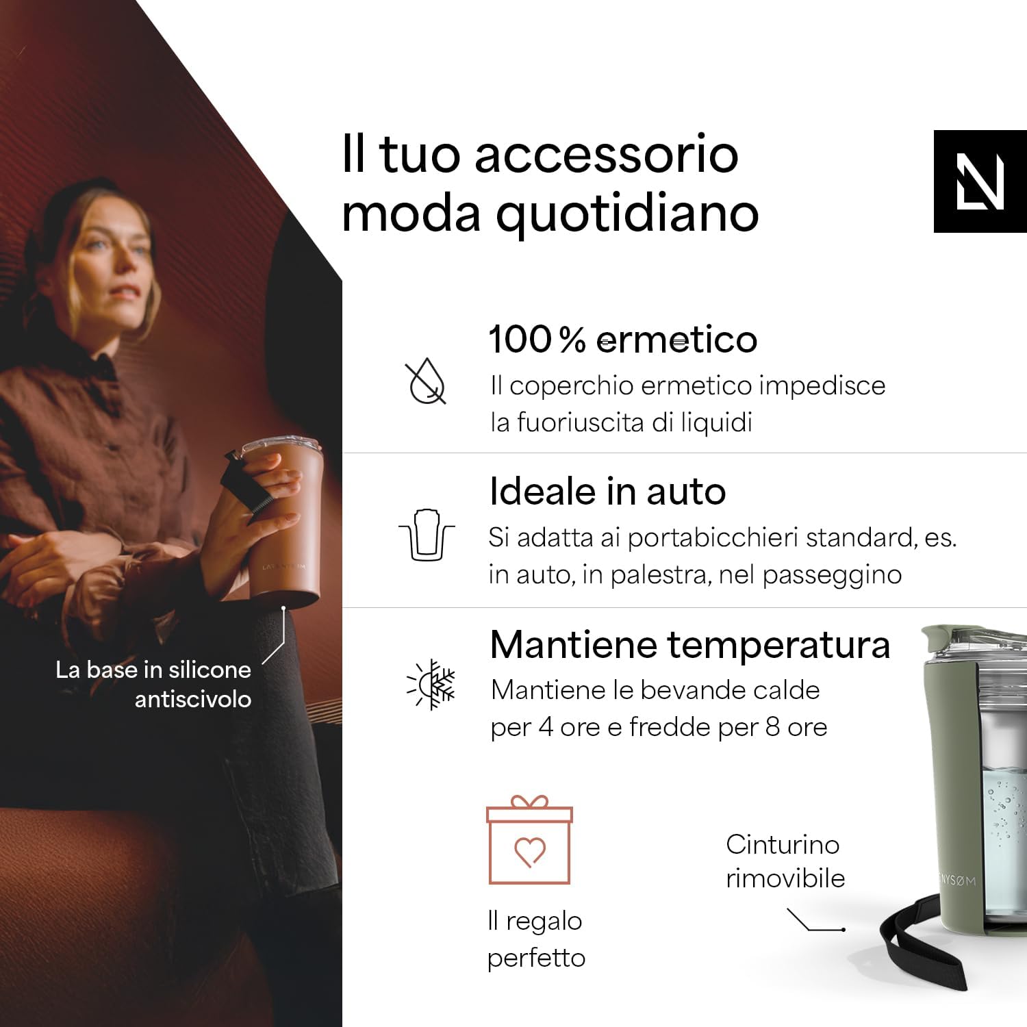 Tazza termica da viaggio con chiusura salvagoccia – foto 3